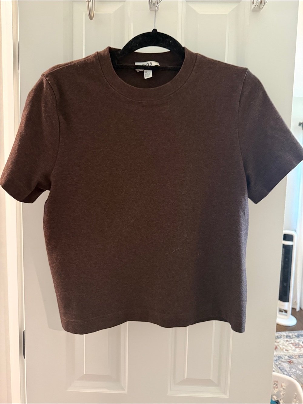 COS Short Sleeve Crewneck Tee in Chocolate Brown